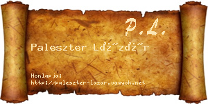Paleszter Lázár névjegykártya